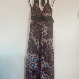 Paisley print halter maxi dress